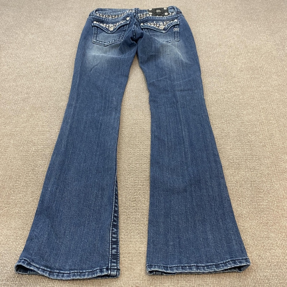 Miss Me Bootcut Jeans Womens 27 Blue Med Wash Low Rise Embellished Western Boho